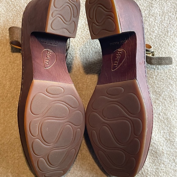 Born Clogs Womens Sz 11M Hudson Tan Distressed Leather Adj. Buckle Platform - Picture 4 of 4